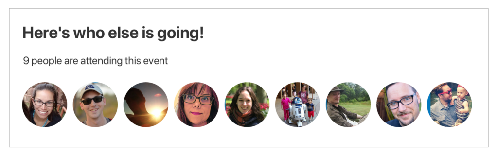 An embedded public attendees list on a WordPress page