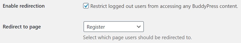 BuddyPress Redirect Settings