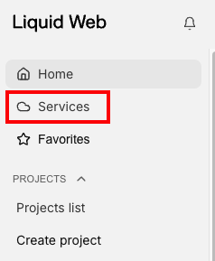 Services menu link highlighted