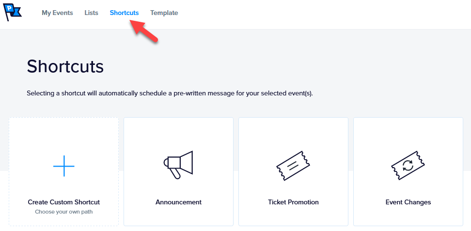 The Shortcuts link in the Promoter main navigation menu