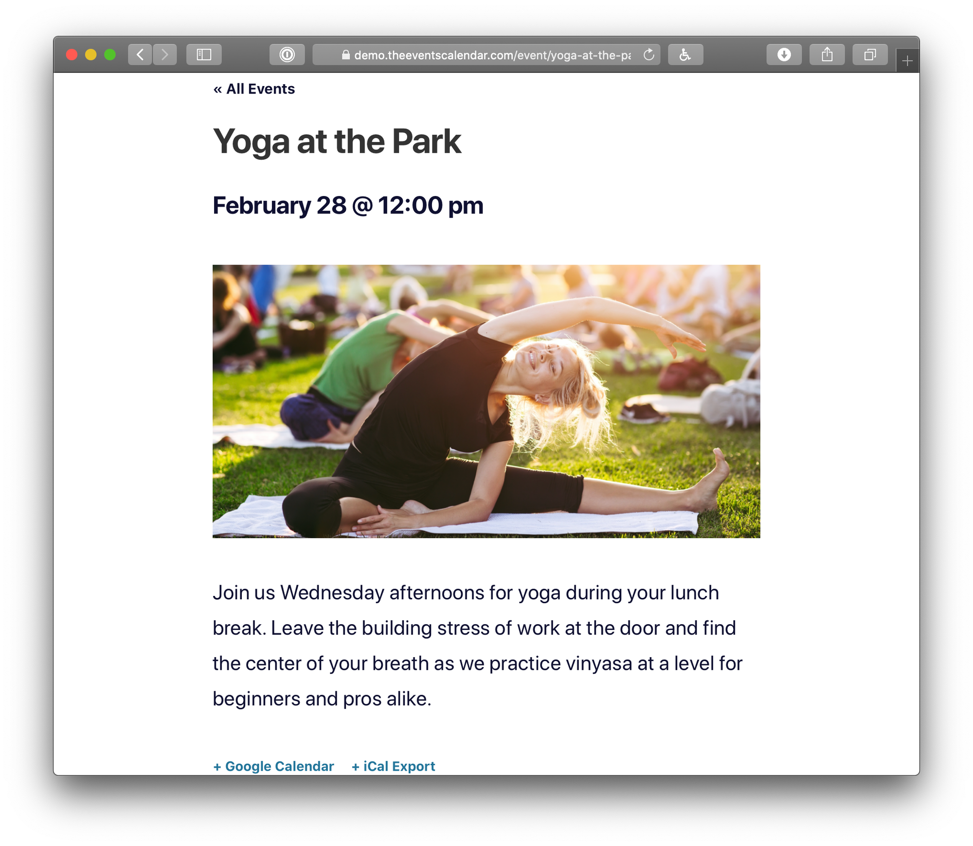 An event showing only the start time after the end time has been removed