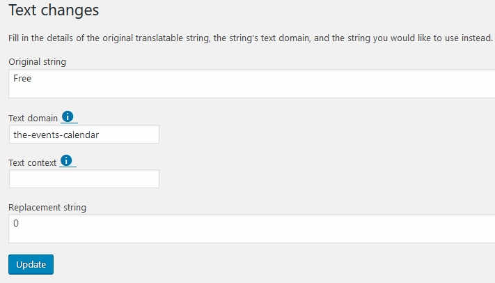 The Say What? plugin interface showing a text replacement entry for 'Free'