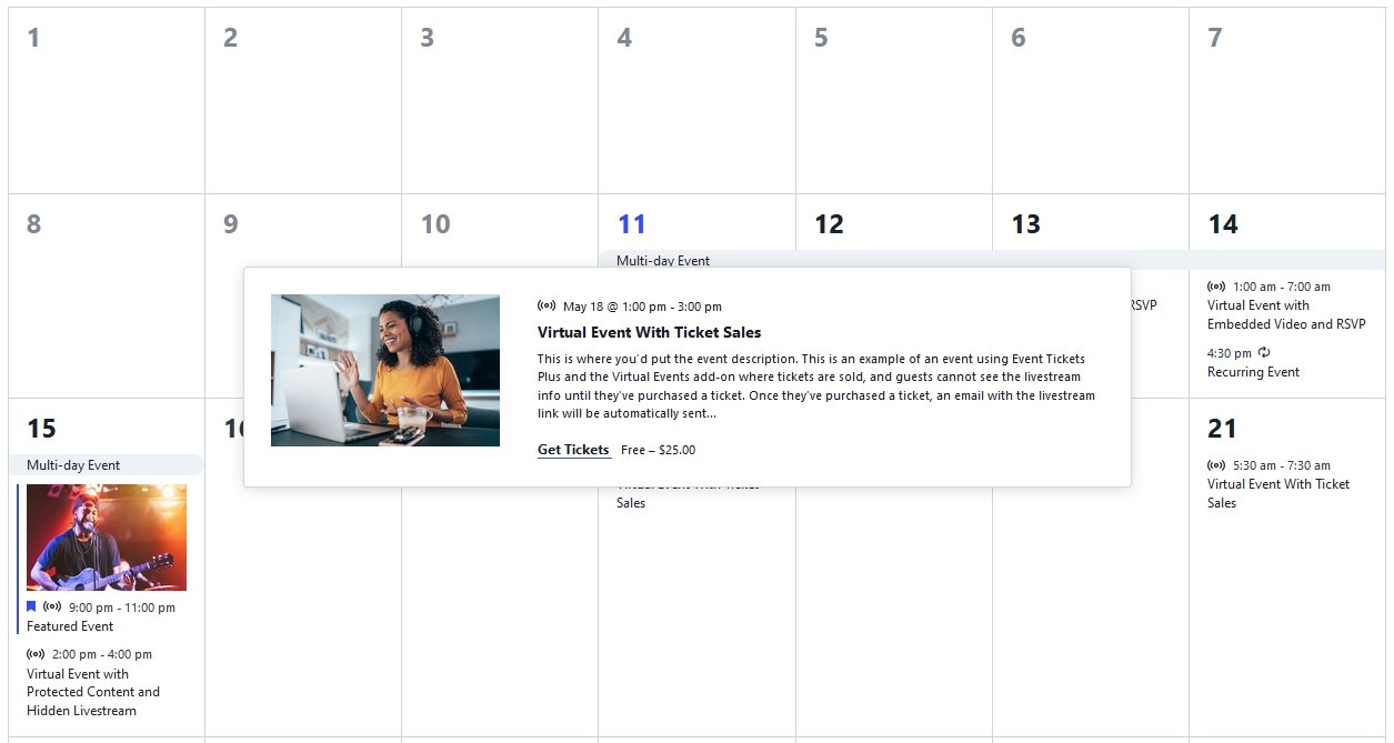 Horizontal tooltip in month view