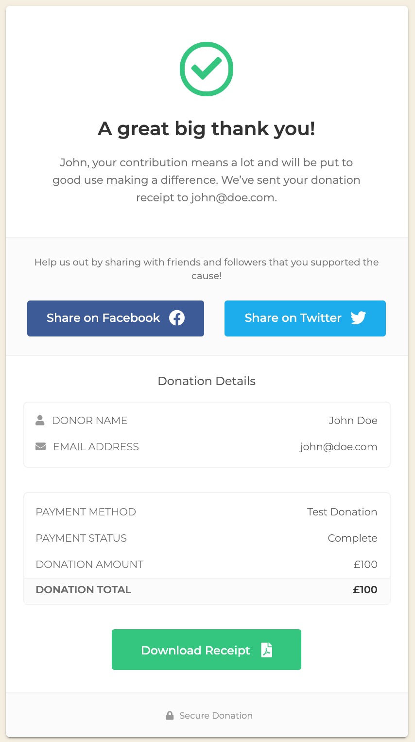 Confirmation Page via Multi-Step Form template for PDF receipts