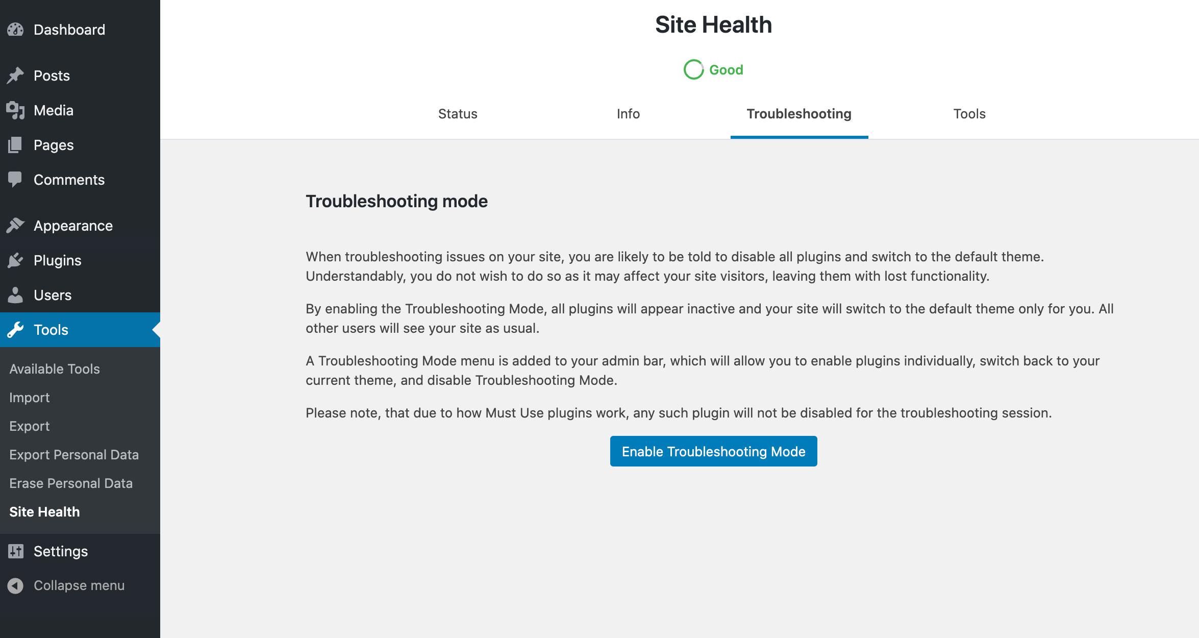 Site Health - Troubleshooting