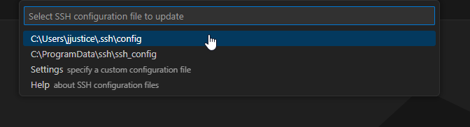 How to install VSCode on Linux, Mac, and Windows — how to add your server to the list of Remote Explorer connections. It will ask you what SSH configuration file you would like to update so it can save your host settings.