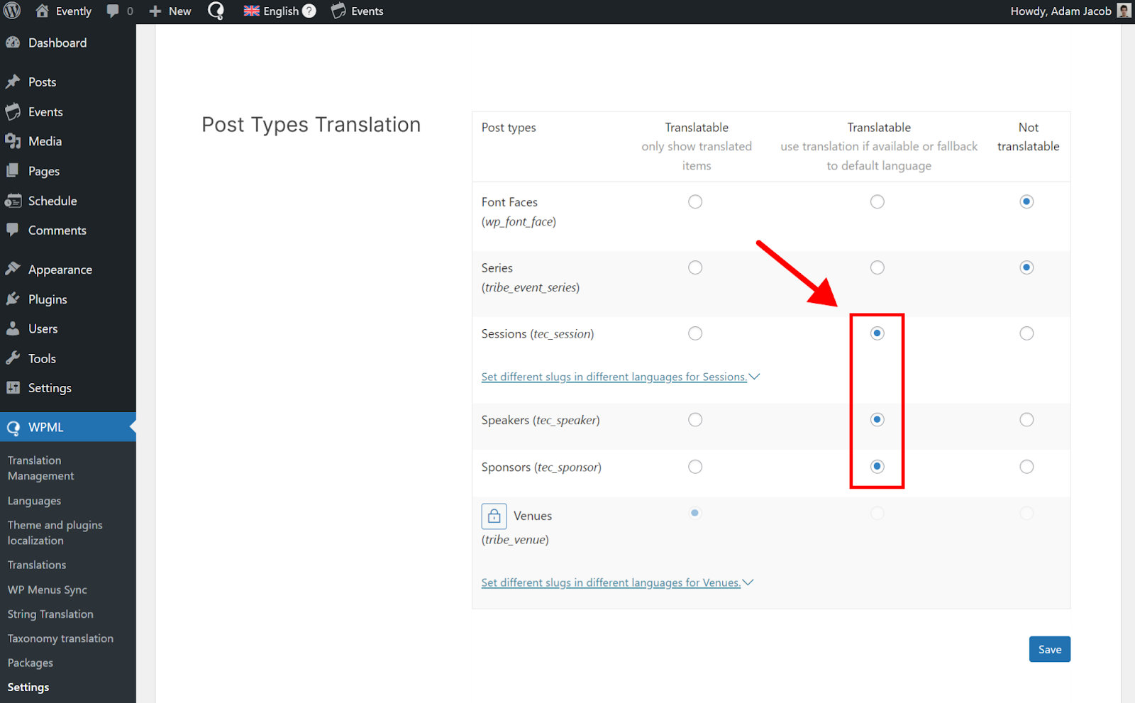 Setting up Post Types Translation with WPML