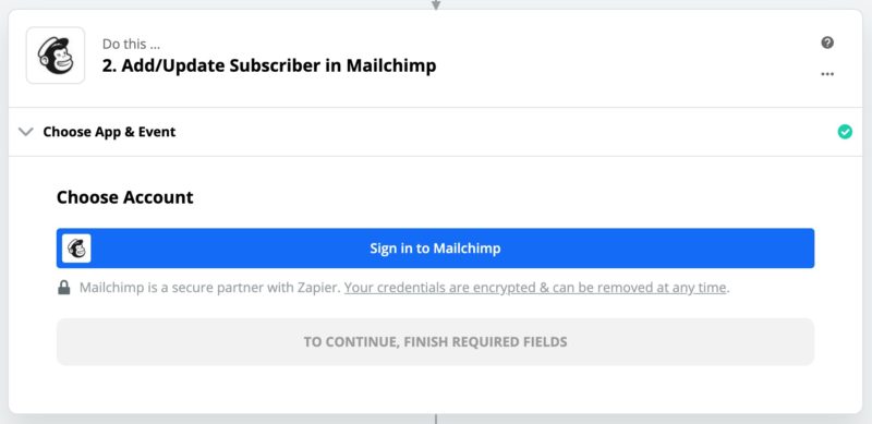 Connect to Mailchimp in Zapier